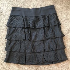 ANN TAYLOR Gray Silk Tiered Skirt